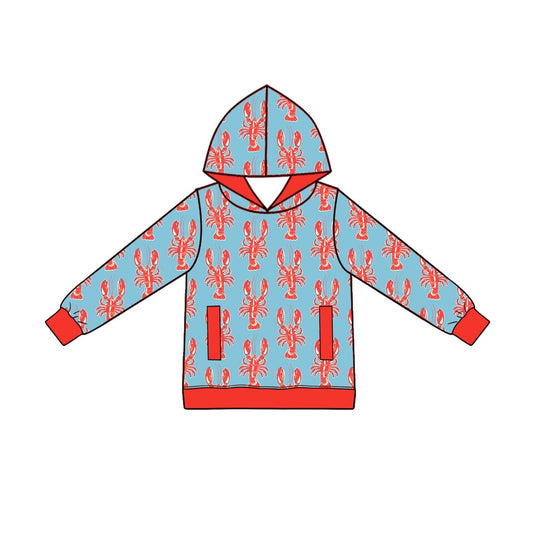 Preorder MOQ 5 pcs BT1975 Mardi Gras Crawfish Kids Boys Hoodie Pullover