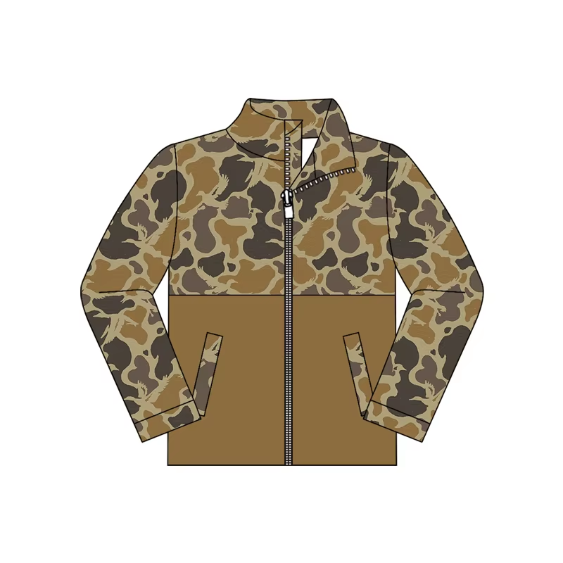 Preorder MOQ 5 pcs BT1998 Hunting Camo Pocket Kids Boys Zipper Coat