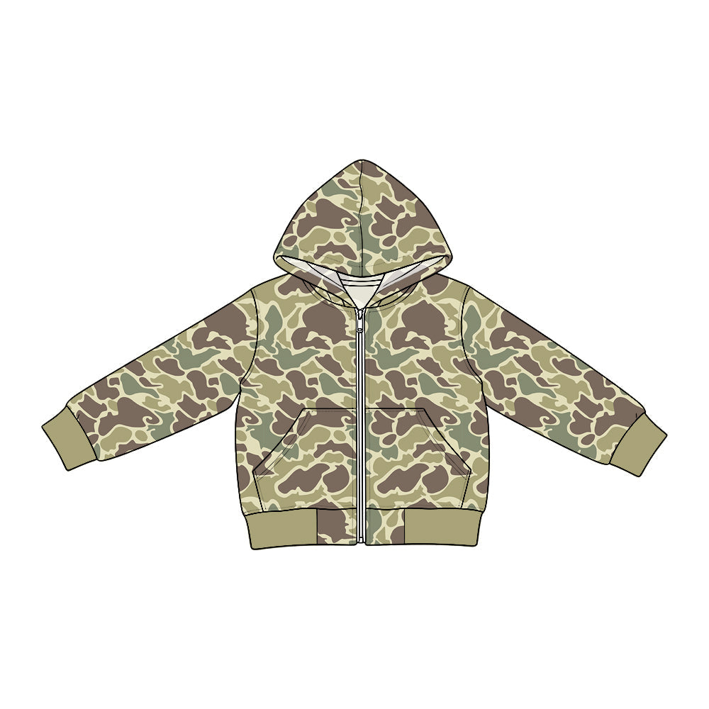 Preorder MOQ 5 pcs BT2013 Hunting Camo Zipper Hoodie Denim Jacket