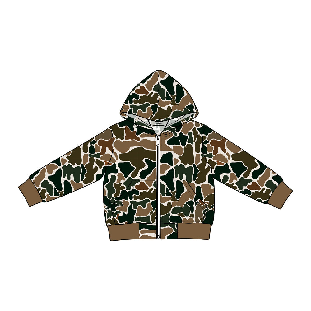 Preorder MOQ 5 pcs BT2014 Hunting Camo Zipper Hoodie Denim Jacket