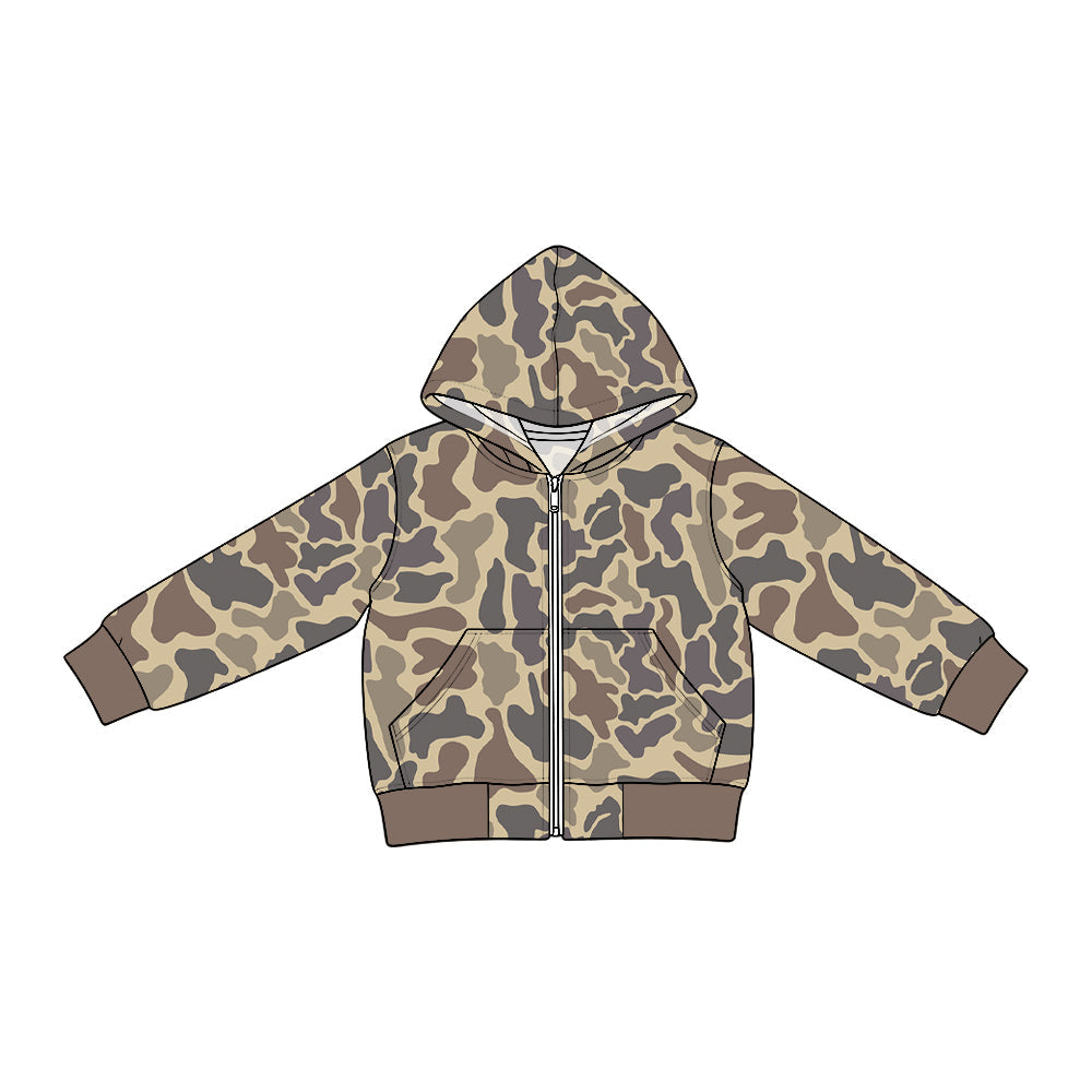 Preorder MOQ 5 pcs BT2019 Hunting Camo Zipper Hoodie Denim Jacket