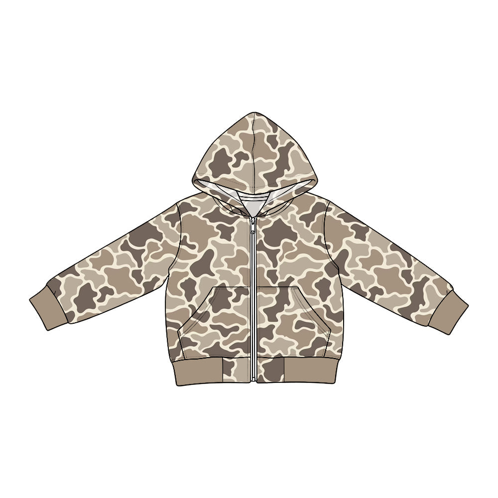 Preorder MOQ 5 pcs BT2020 Hunting Camo Zipper Hoodie Denim Jacket