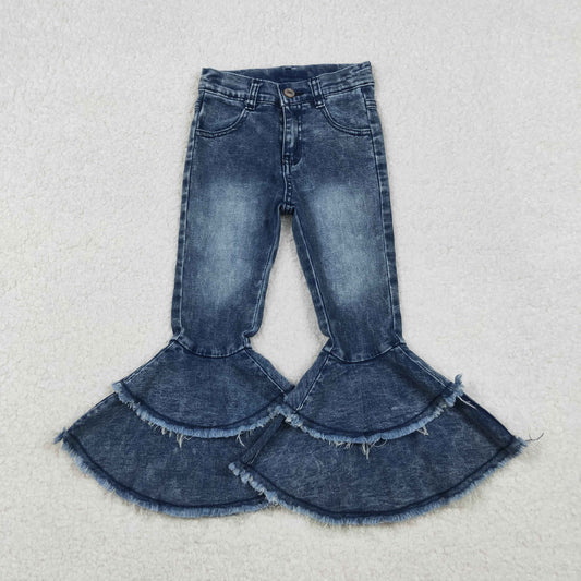 NEW C5-15 Vintage Blue Pale Denim jeans Double Ruffles Girls Jeans 202510 RTS