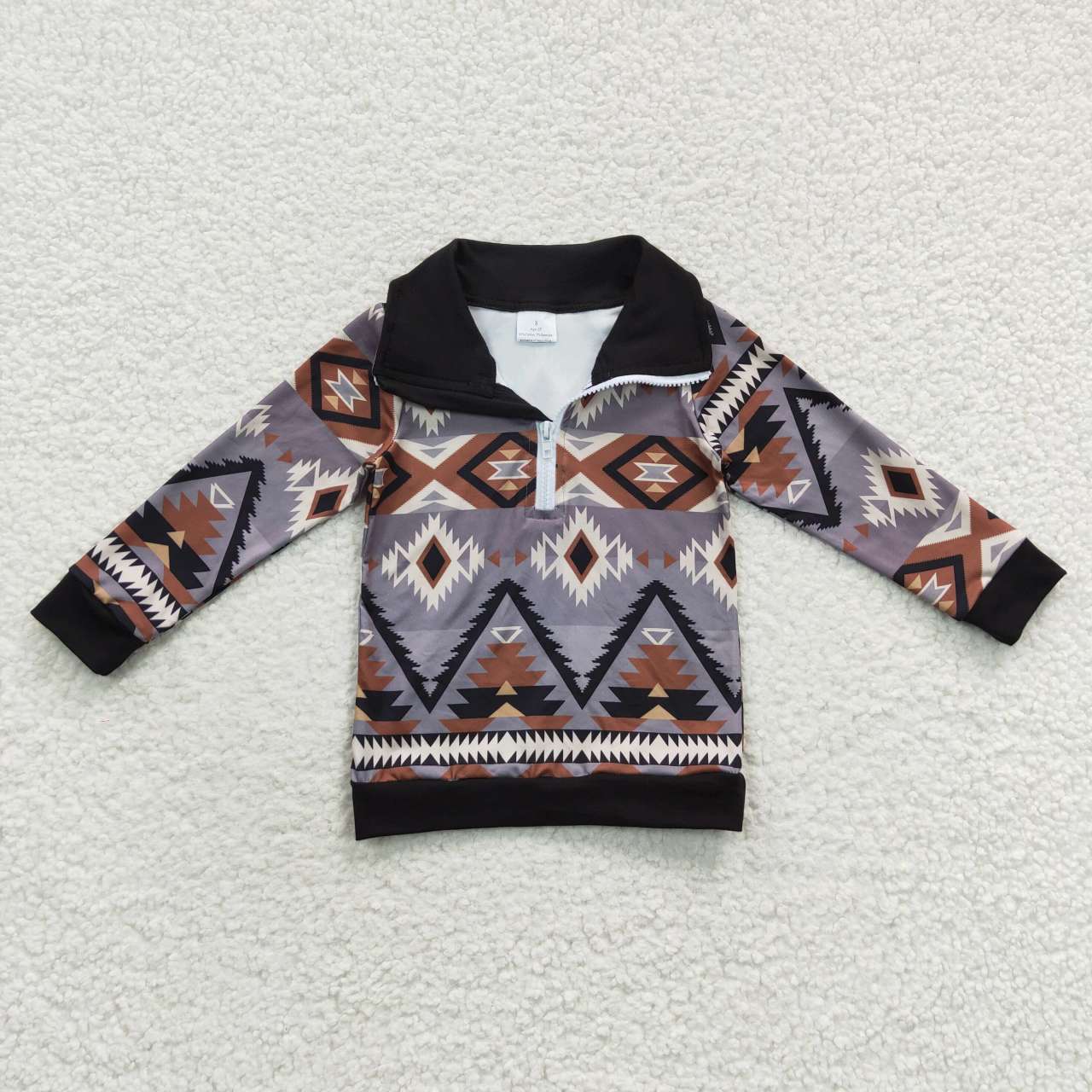 BT0230 Black Brown Western Winter Boys Long Sleeve Top Collar T-Shirts