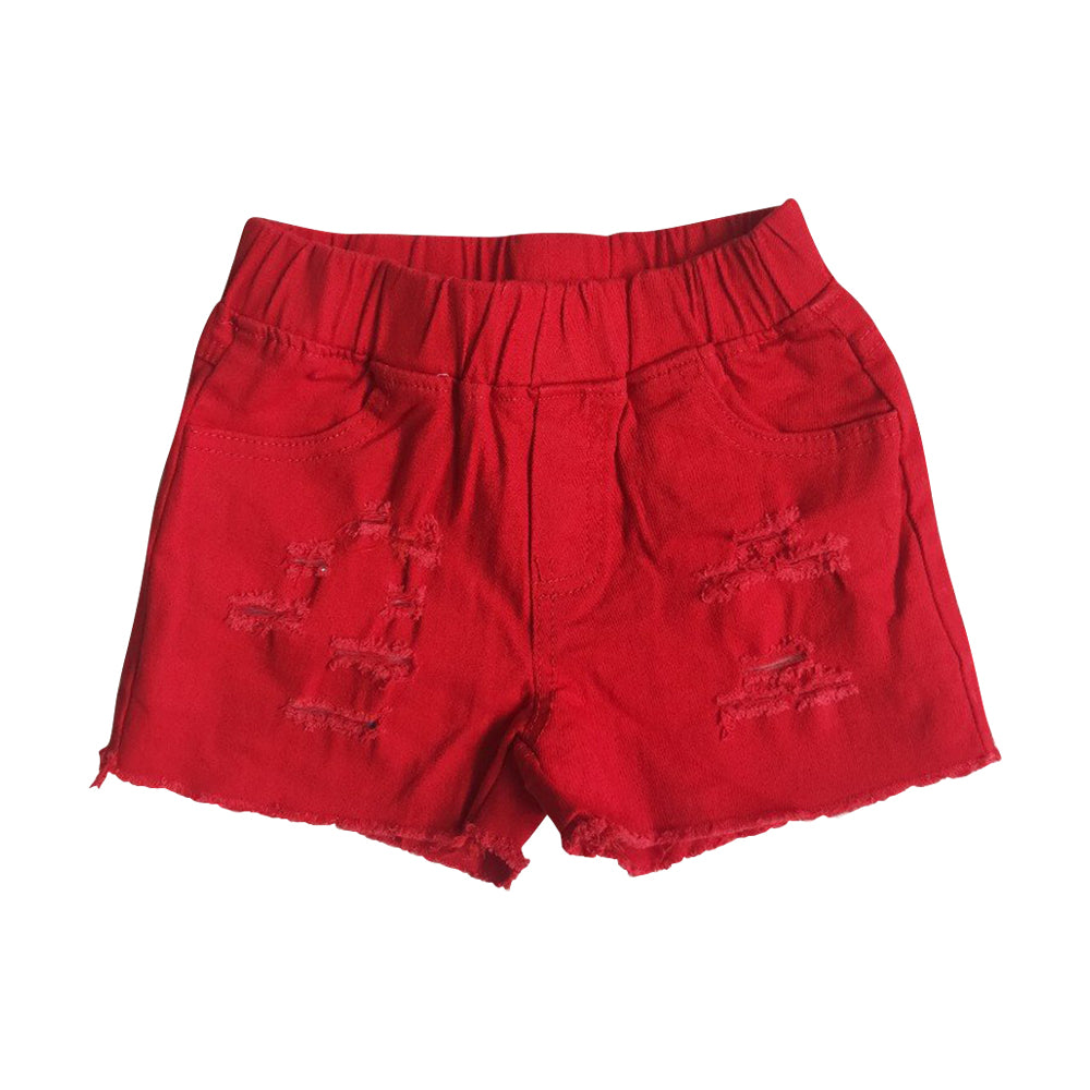 D13-14 Baby Girl Clothes Red Denim Shorts RTS Free Shipping Over 2KG