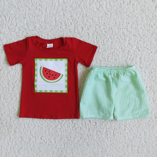 promotion RTS D5-11 Boys watermelon green plaid pants high quality