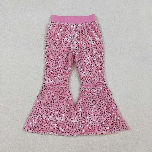 D5-27-2 New Girls Hot Pink Sequin Bell-bottomed Pants 202510 RTS