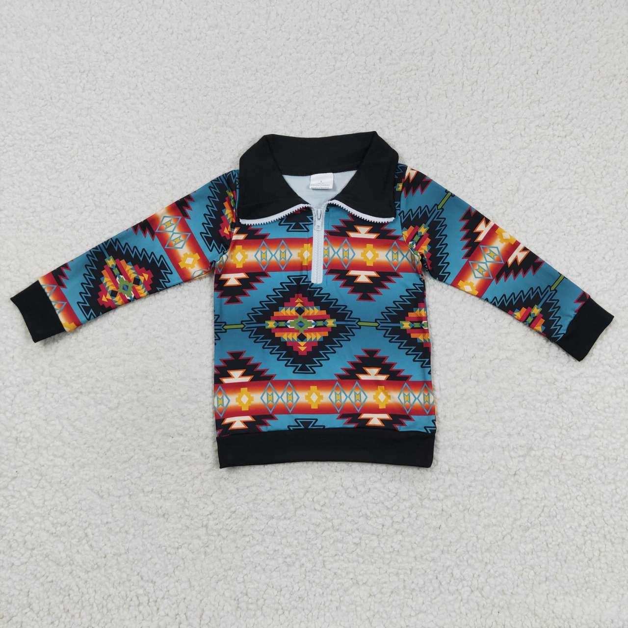 BT0227 Blue Western Winter Boys Long Sleeve Top Collar T-Shirts