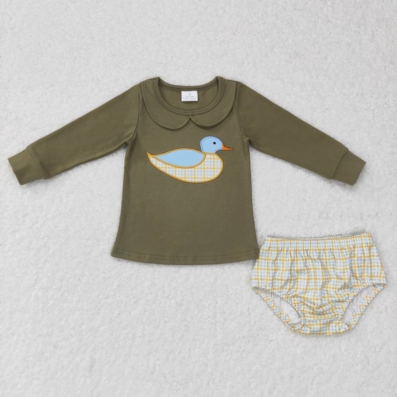 GBO0186 Duck Green Girls Short Sleeve Bummies Outfits