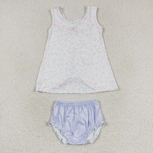 GBO0325 Floral Bow Open Back Sleeveless Top with Bummies Girls Sets RTS 202509