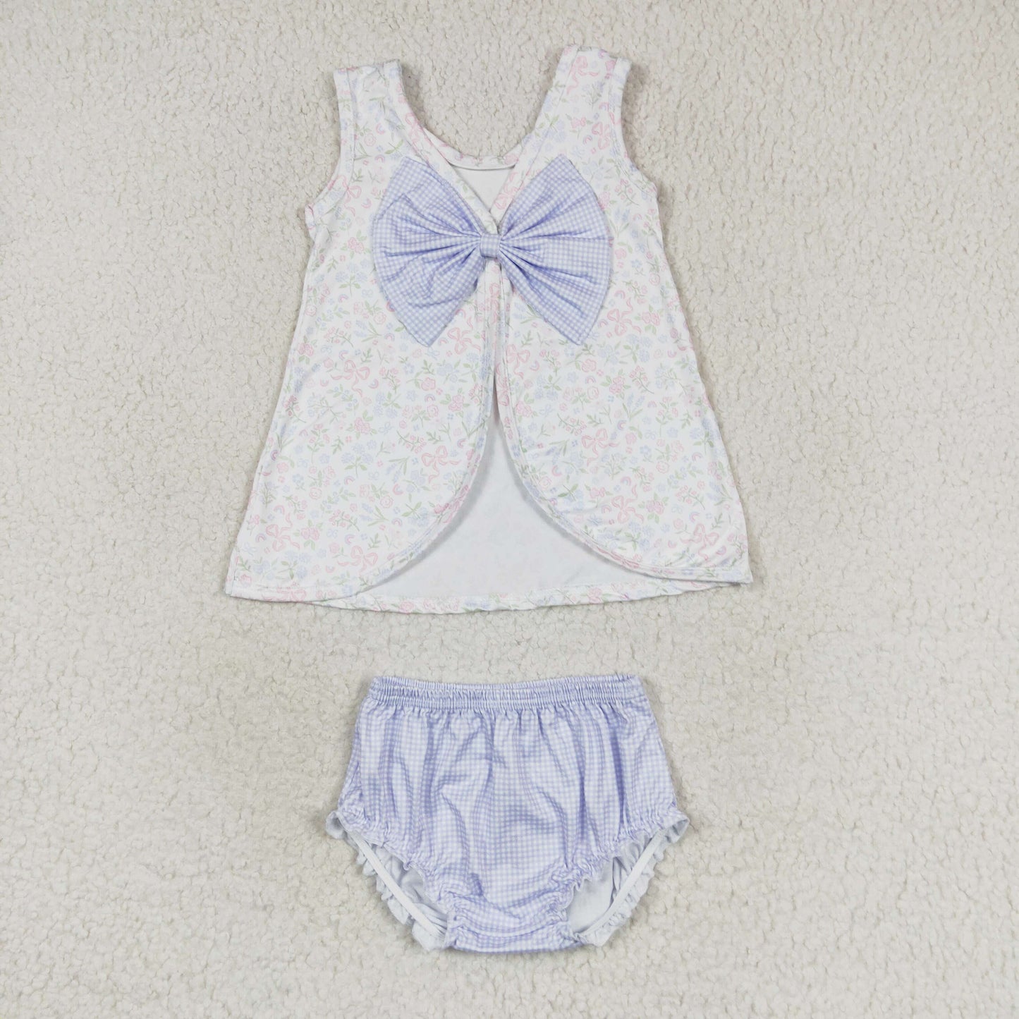 GBO0325 Floral Bow Open Back Sleeveless Top with Bummies Girls Sets RTS 202509