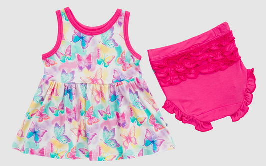 preorder GBO0477 Colored Butterfly Rose Red Ruffle Sleeveless Briefs Sets Girls Boutique Outfits 202504