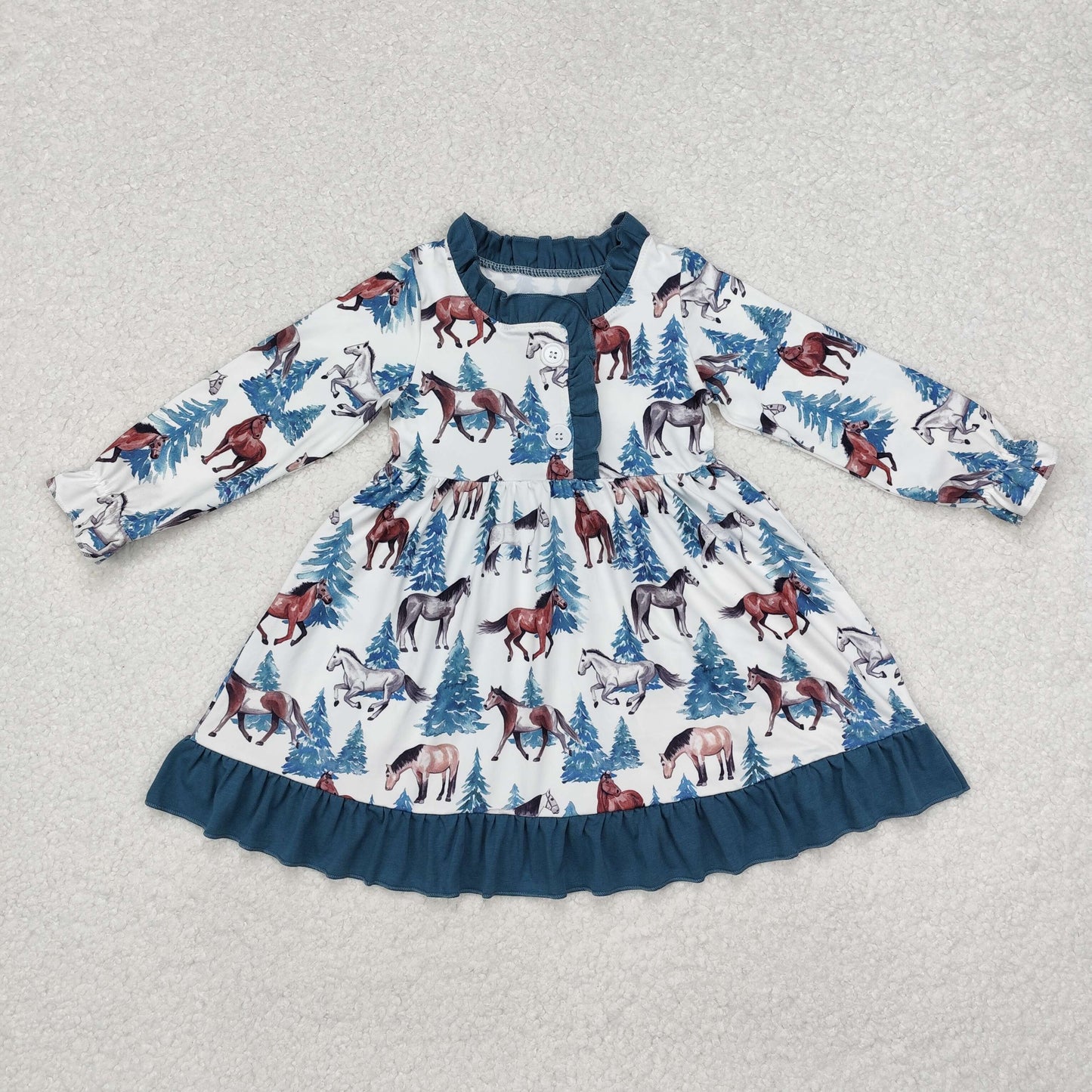 GLD0675 Cowgirl Ruffle Long Sleeve Dresses for Girls RTS 202509