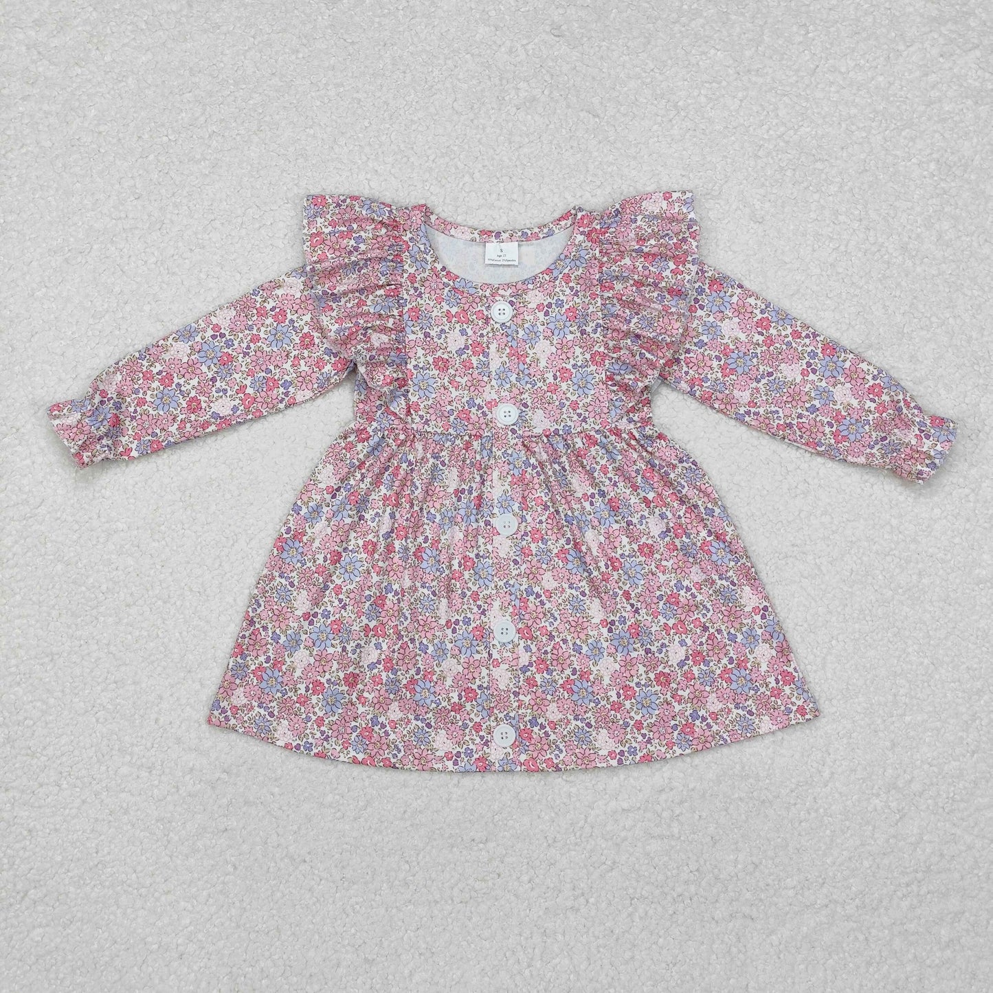 GLD0857 Floral Ruffle Long-Sleeved Dresses for Girls RTS 202509