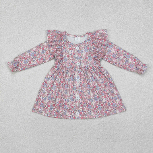 GLD0857 Floral Ruffle Long-Sleeved Dresses for Girls RTS 202509