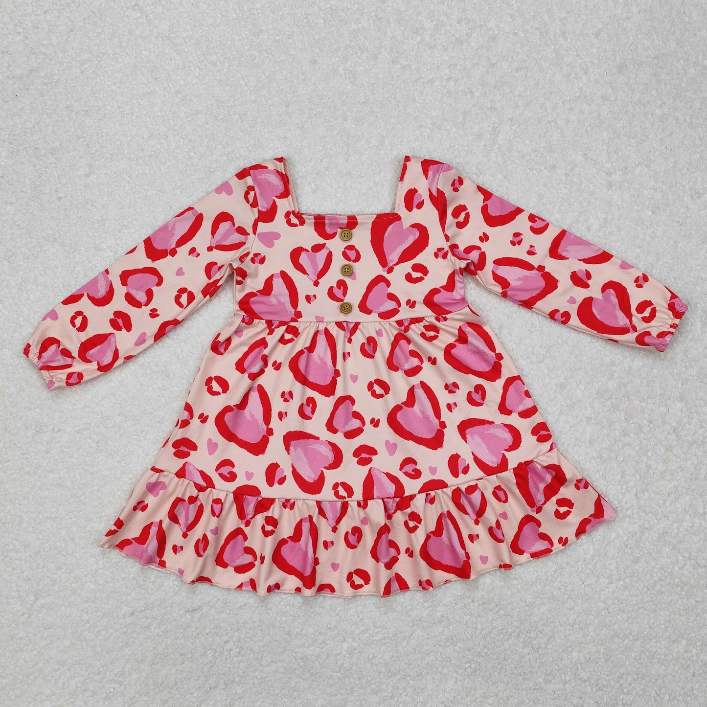 GLD0873 Valentines Boutique Outfit Rose Red Love long sleeve dress girls boutique outfit 202501