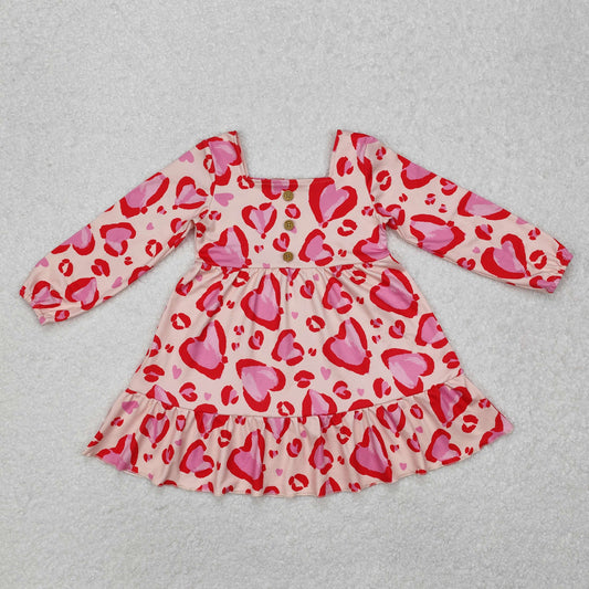 GLD0873 Valentines Boutique Outfit Rose Red Love long sleeve dress girls boutique outfit 202501