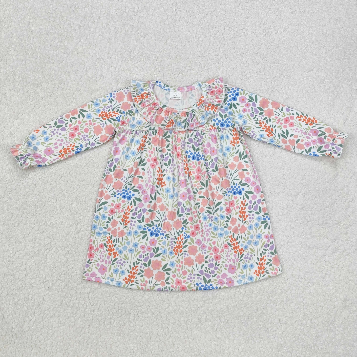 GLD0982 Girls Long Sleeve Dresses floral style colored dress 202412RTS