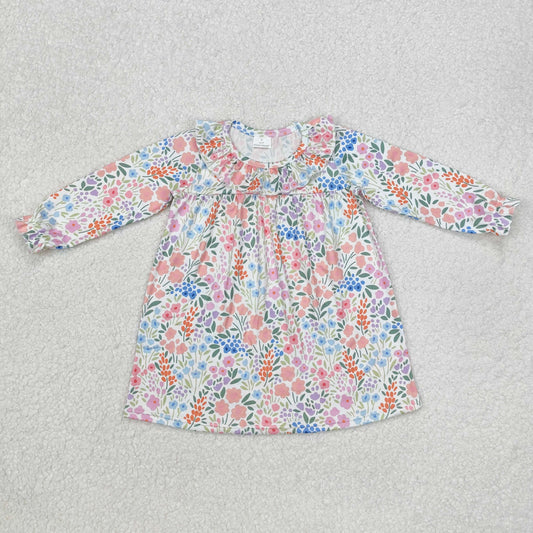 GLD0982 Girls Long Sleeve Dresses floral style colored dress 202412RTS
