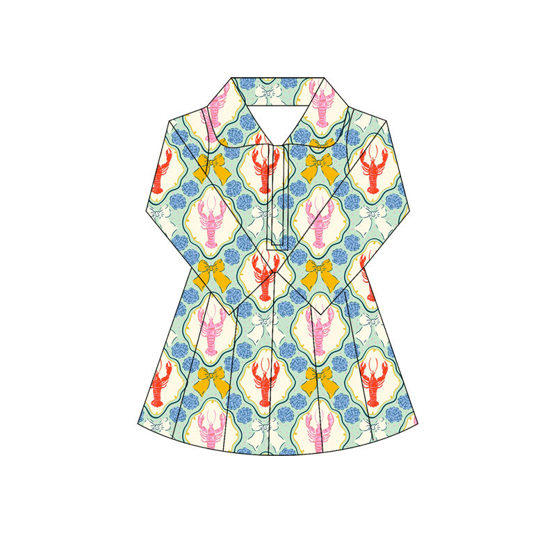 preorder GLD1102 Girls Yoga Dress Crayfish Bows Stand-Up Long Sleeve Dress Shorts 202505