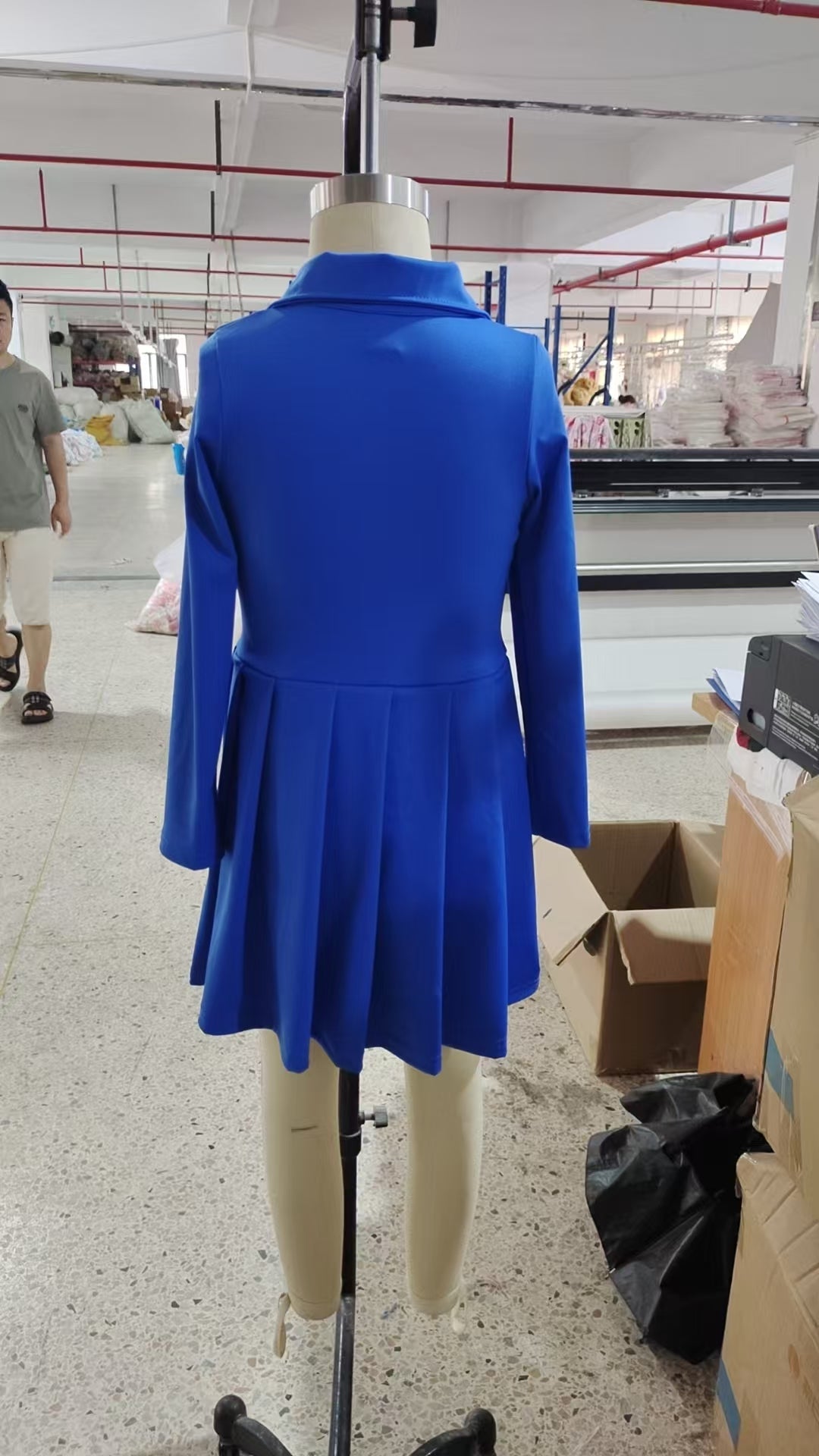 GLD1144 Girls Yoga Dress Dark Blue Long Sleeve Dress Shorts 202507 RTS