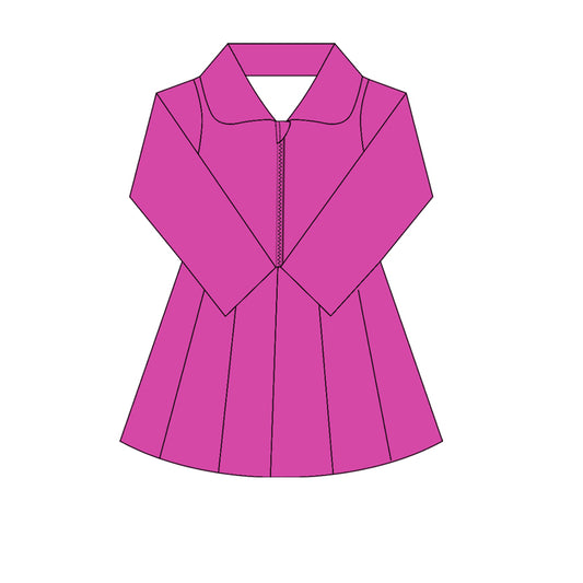 preorder GLD1145 Girls Yoga Dress Rose Red Long Sleeve Dress Shorts 202506