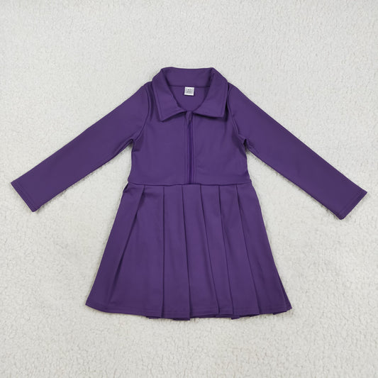 GLD1152 Girls Yoga Dress Purple Long Sleeve Dress Shorts 202508 RTS