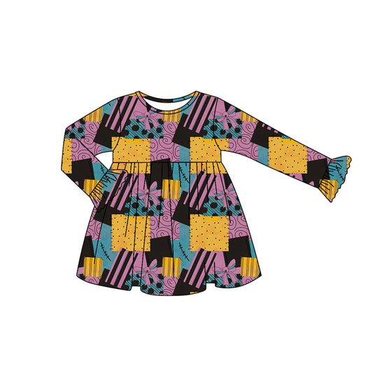 Preorder GLD1197 Halloween Butterfly Long Sleeve Girls Dress 202507