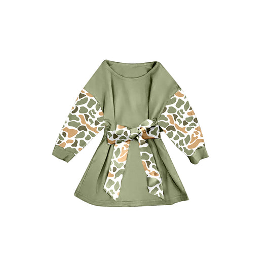 MOQ 8 Preorder GLD1301 Camouflage Long Sleeve Waist Dresses for Girls 202509 Sibling