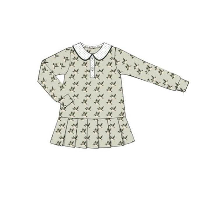 MOQ 8 Preorder GLD1373 Duck Hunting Long Sleeve Dresses for Girls 202510