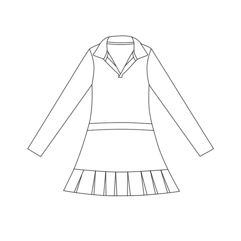 MOQ 5 preorder GLD1440 Solid White Polo Collar Yoga Long Sleeve Dresses for Girls 202511