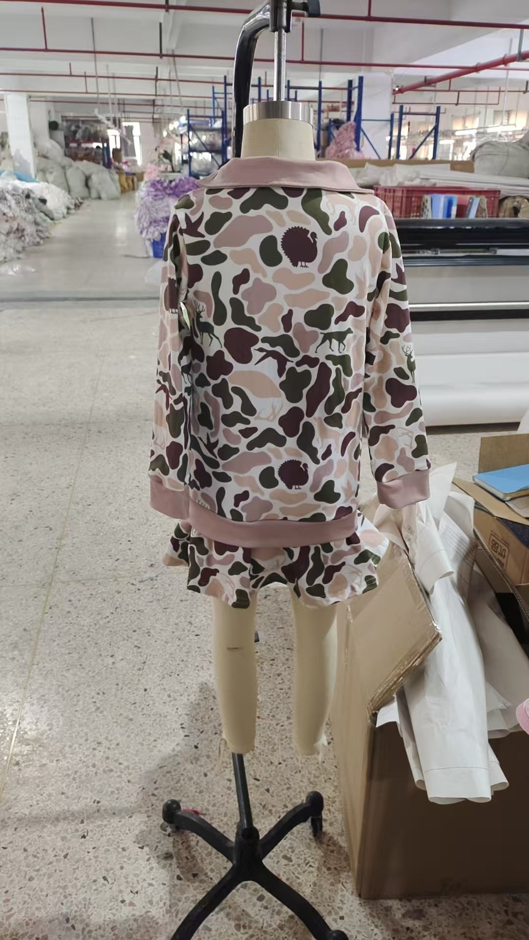 GLD1480 Duck Hunting Beige Brown Camouflage Polo Long-Sleeved Skirts Girls Sets 202601 RTS