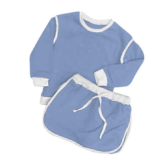 MOQ 5 PCS preorder GLD1483 Blue White Long-Sleeved Skirts Girls Yoga Sets 202511