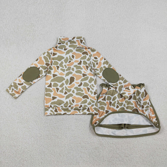 GLD1545 Orange Green Camouflage Zip Collar Long Sleeve Skirts Girls Sets 202601 RTS