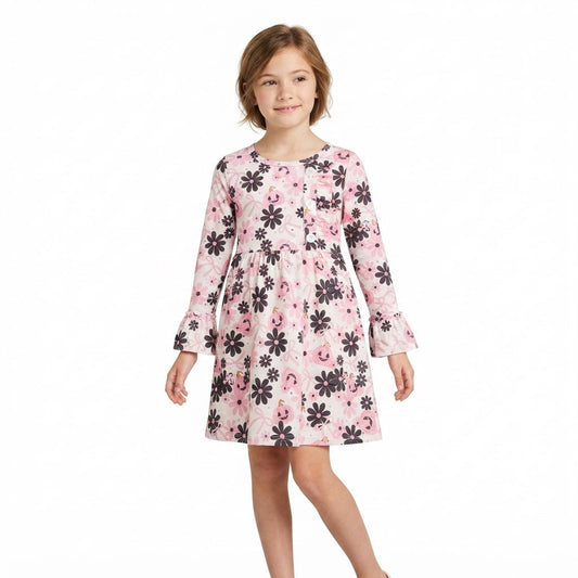 GLD1637 Halloween Pumpkin Flower Bows Girl's Dress