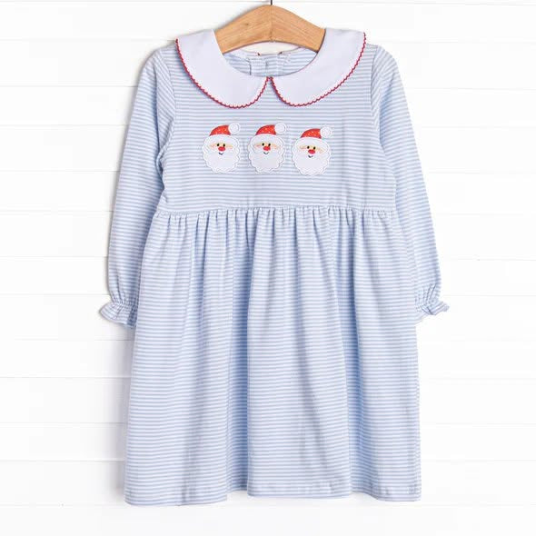 MOQ 5 PCS preorder GLD1673 Christmas Santa Claus Doll Collar Long Sleeve Dresses for Girls 202607