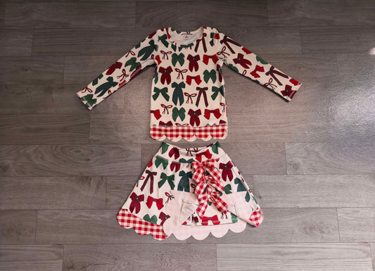 no MOQ GLD1677 pre-order baby girl clothes bows print toddler girl christmas yoga skirt outfit-real pic 2026.8.21