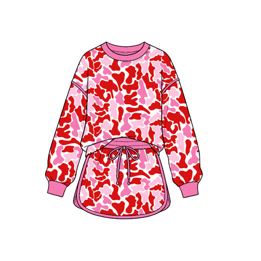 Preorder MOQ 5 pcs Each Style Valentine's Day Camo Ruffles Kids Matching Clothes 202609