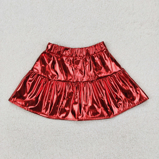 GLK0041 shining red leather skirts sets girls boutique outfits 202503 RTS