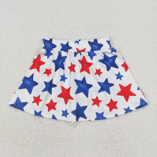 GLK0055 4th of July red blue star white skirts shorts girls boutique clothes  202504 RTS