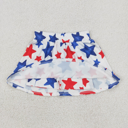 GLK0055 4th of July red blue star white skirts shorts girls boutique clothes  202504 RTS