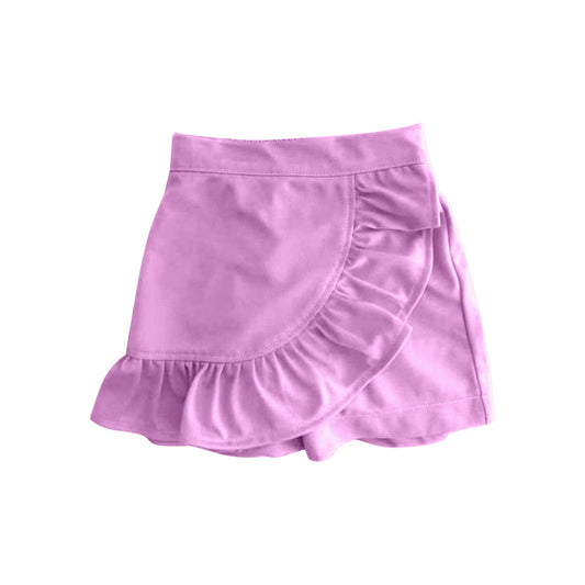 Preorder GLK0061 Pure Pink Ruffled skirt shorts girls boutique outfit 202503