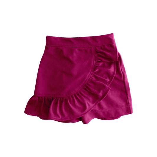 Preorder GLK0062 Pure Purple Red Ruffled skirt shorts girls boutique outfit 202503