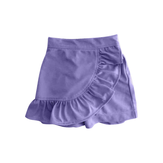 Preorder GLK0064 Pure Purple Ruffled skirt shorts girls boutique outfit 202503