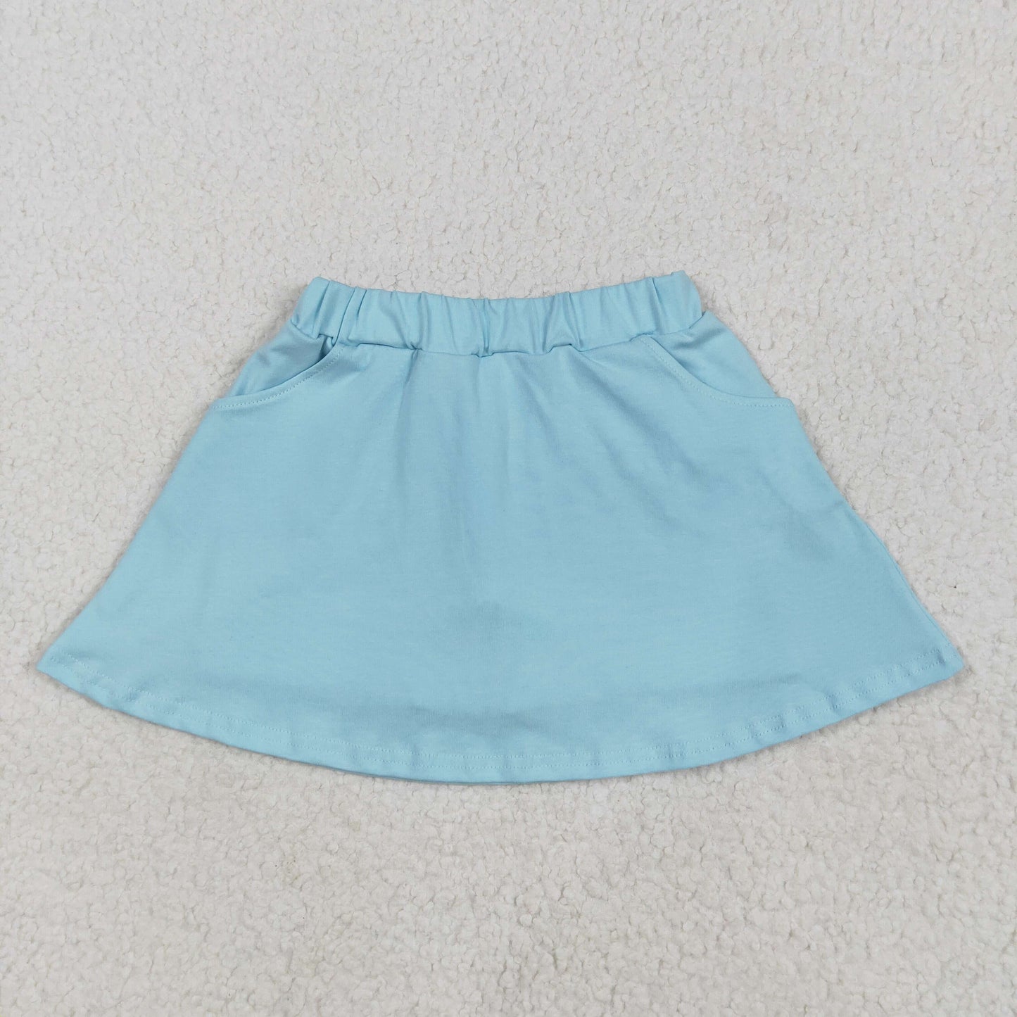 GLK0065 Pure Blue Cotton skirt shorts girls boutique outfit 202504 RTS