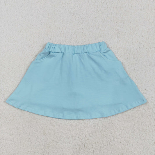 GLK0065 Pure Blue Cotton skirt shorts girls boutique outfit 202504 RTS