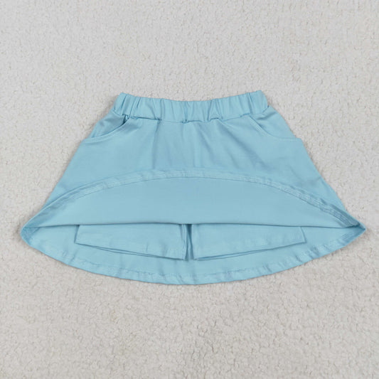 GLK0065 Pure Blue Cotton skirt shorts girls boutique outfit 202504 RTS