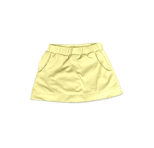 Preorder GLK0068 Pure Yellow Cotton skirt shorts girls boutique outfit 202502