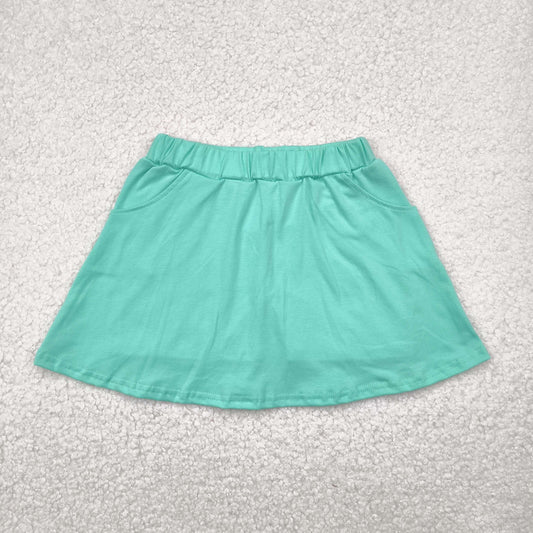 GLK0069 Pure Green Cotton skirt shorts girls boutique outfit 202504 RTS
