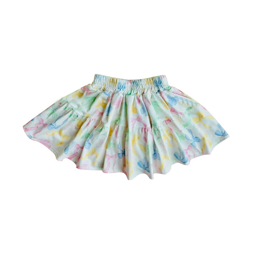 Preorder GLK0070 Colored Bows Pleated Skirt Shorts Girls Boutique Outfit 202503